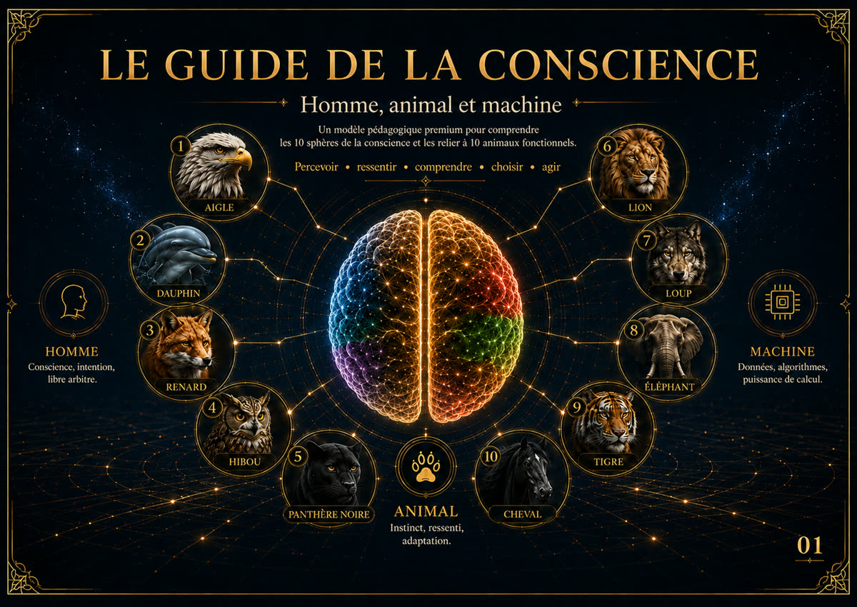 Le Guide de la Conscience, 10 sphères, 10 animaux, entre l'Homme et la Machine